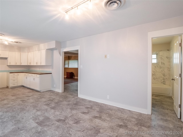 kitchen with white cabinets