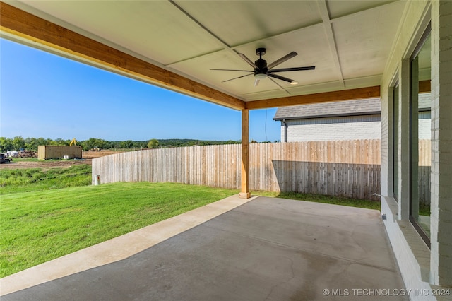 view of patio / terrace featuring ceiling fan