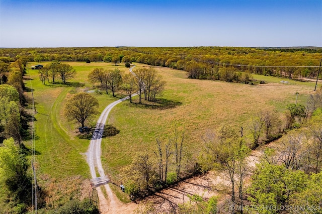 aerial view featuring a rural view