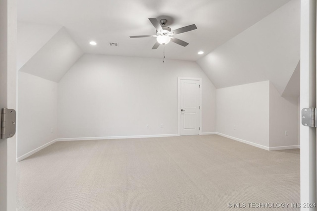 5424 E 125th Pl S, Bixby, OK 74008 - bonus room with lofted ceiling, light carpet, recessed lighting, a ceiling fan, and baseboards