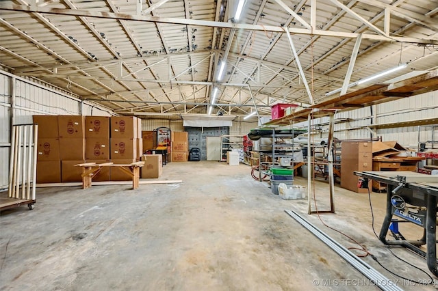 garage featuring metal wall