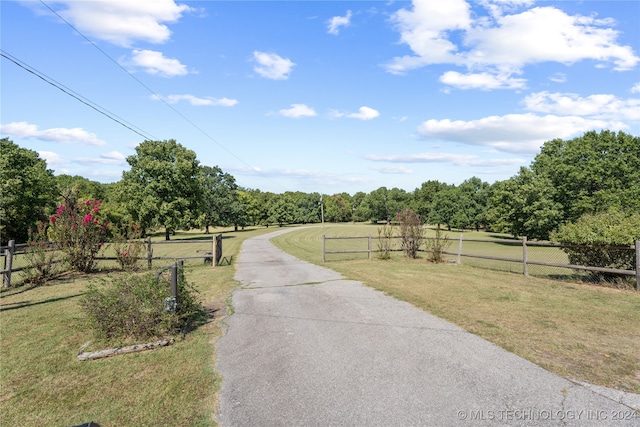 view of road with a rural view