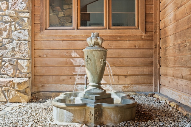 interior details featuring wooden walls