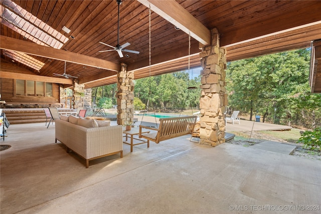 view of patio with ceiling fan