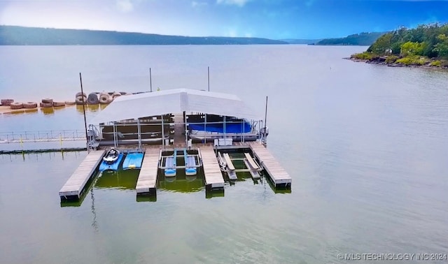 dock area featuring a water view