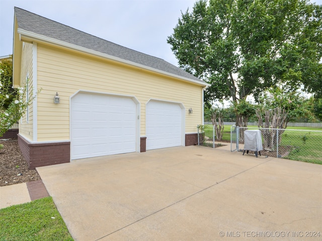 view of garage