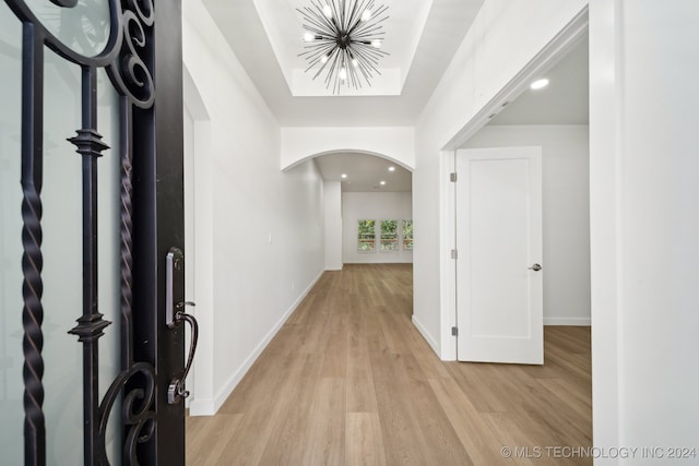 foyer with light hardwood / wood-style flooring