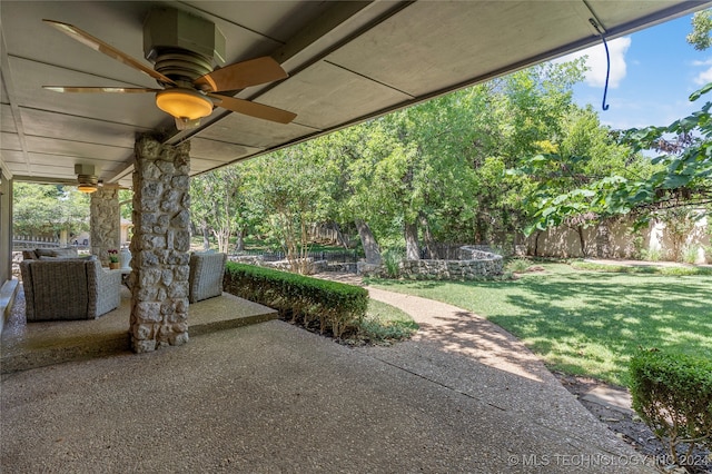 view of patio / terrace with ceiling fan