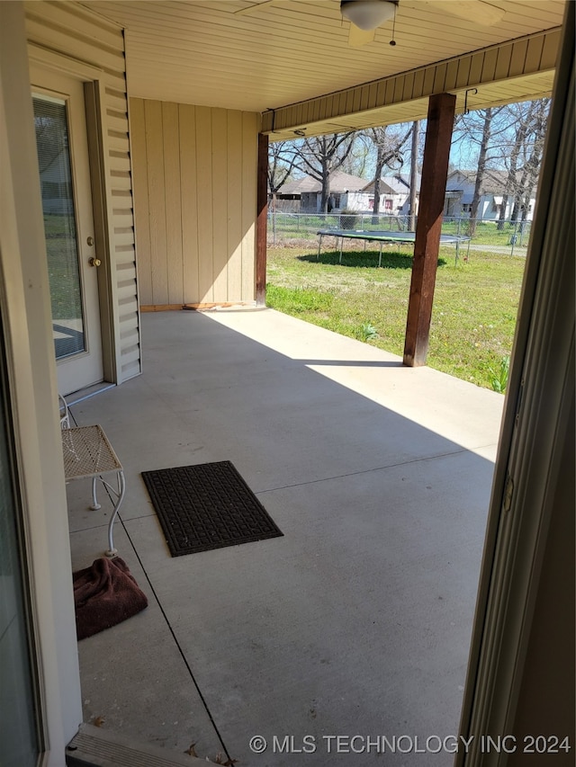 view of patio / terrace featuring a trampoline