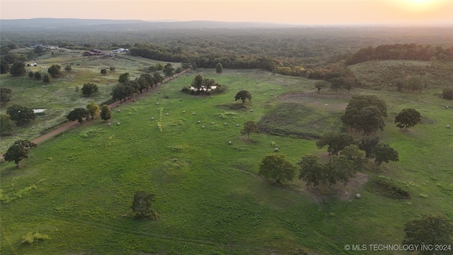 aerial view at dusk with a rural view