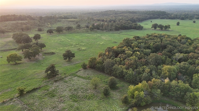 birds eye view of property with a rural view