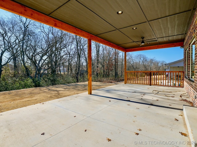 view of patio / terrace with a ceiling fan