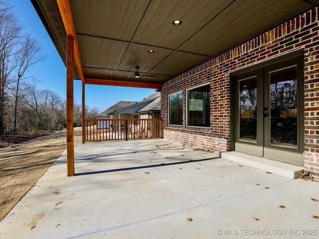 view of patio / terrace featuring french doors