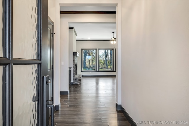 hallway featuring dark hardwood / wood-style flooring