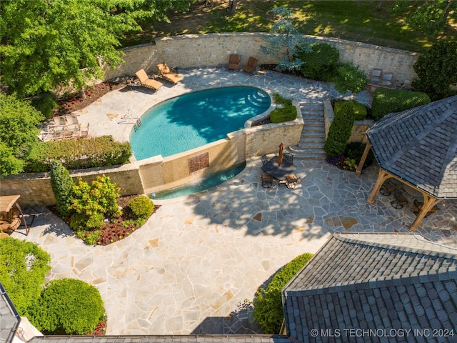 view of pool with a jacuzzi and a patio area