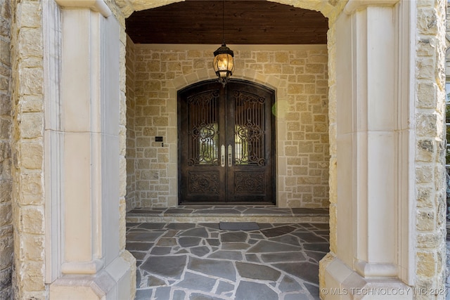 property entrance with french doors