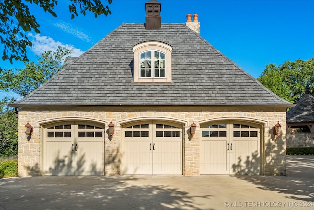 view of garage