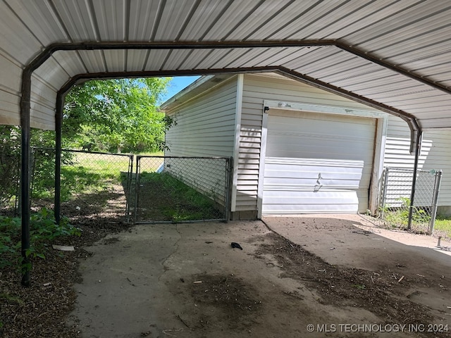 view of garage