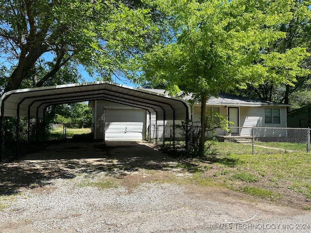 garage with a carport