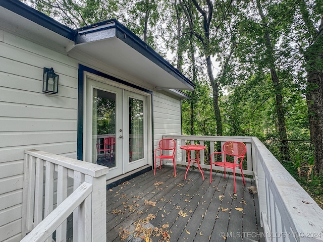 wooden deck with french doors