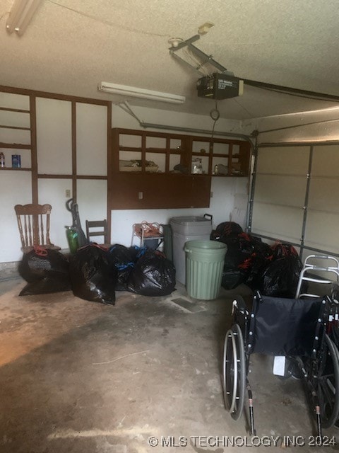 garage with a garage door opener