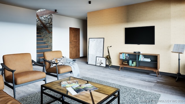 living room featuring wood-type flooring