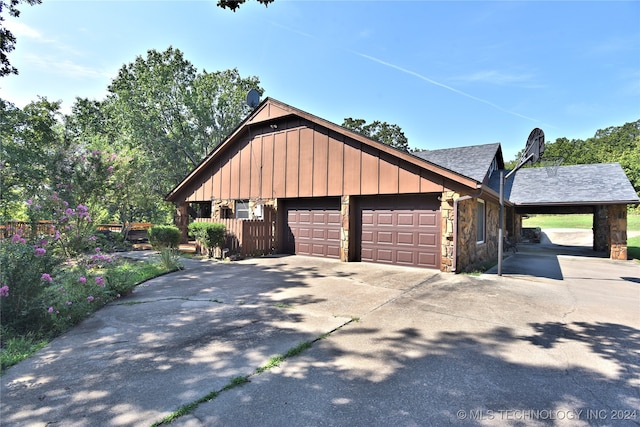 view of home's exterior featuring a garage