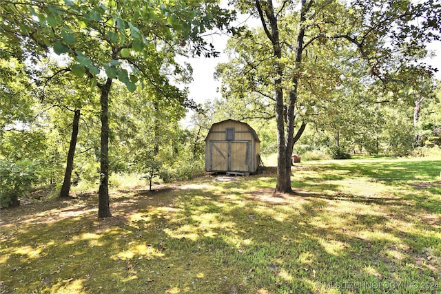 view of yard with a shed