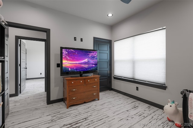 living room with light hardwood / wood-style flooring