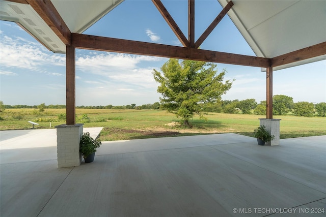 view of patio with a rural view