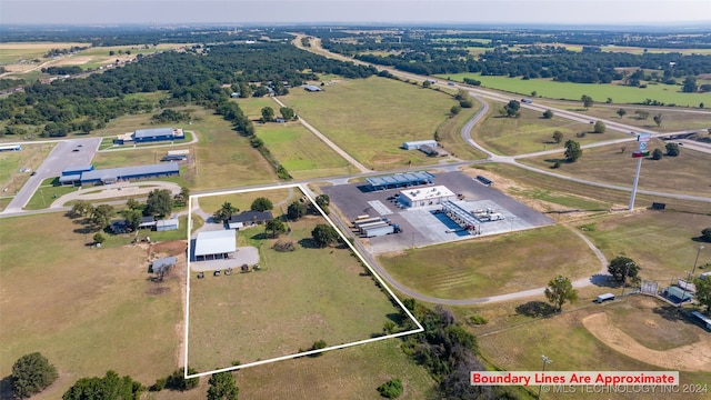 aerial view featuring a rural view