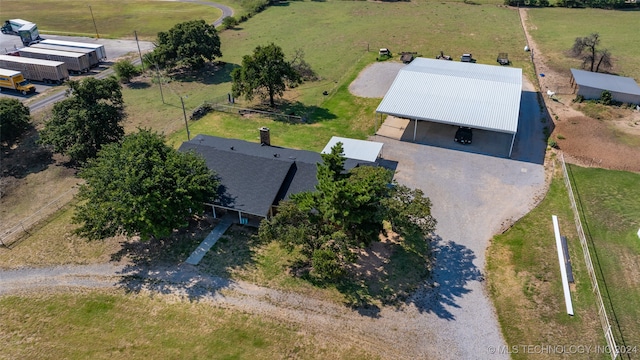 aerial view featuring a rural view