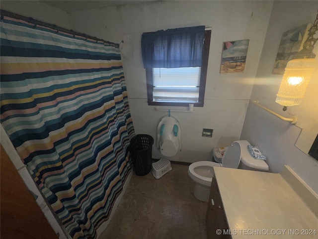 bathroom with toilet and vanity