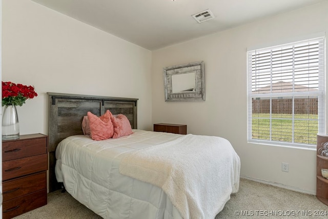 carpeted bedroom with multiple windows