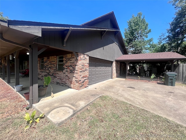 view of property exterior with a garage