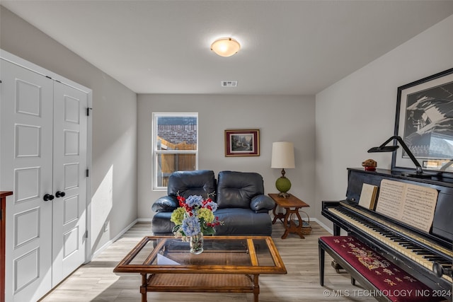 living room with light wood-type flooring