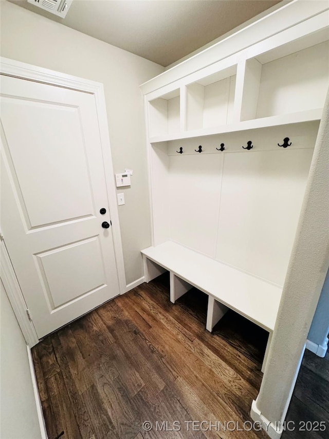 mudroom featuring dark hardwood / wood-style flooring