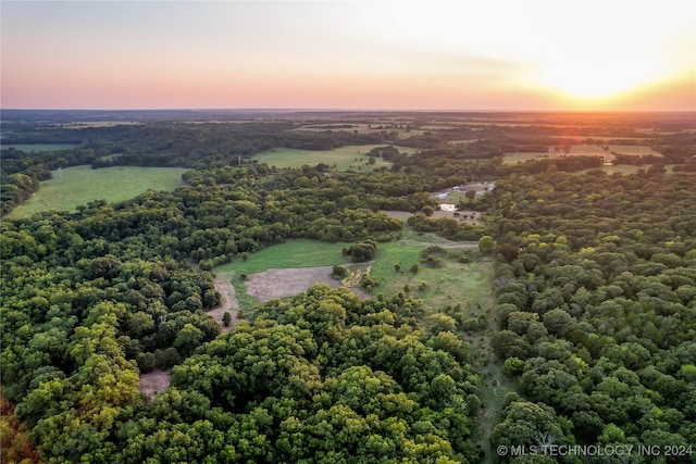 view of aerial view at dusk