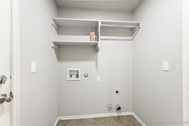 laundry area with hookup for a washing machine, tile patterned floors, gas dryer hookup, and electric dryer hookup