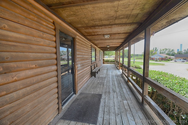 wooden deck with covered porch