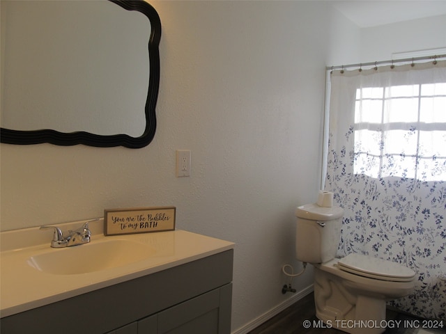 bathroom featuring vanity and toilet