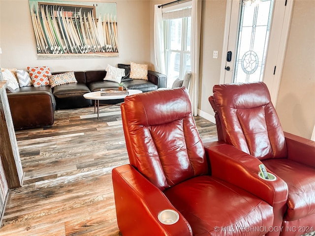 living room featuring wood-type flooring