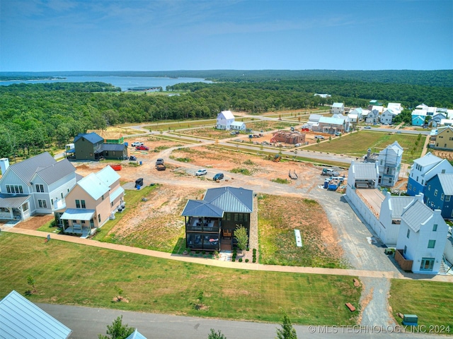 aerial view with a wooded view