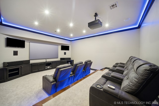 view of carpeted cinema room