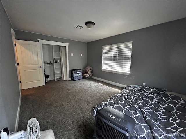 bedroom with a closet and carpet floors