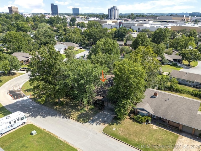 aerial view featuring a city view