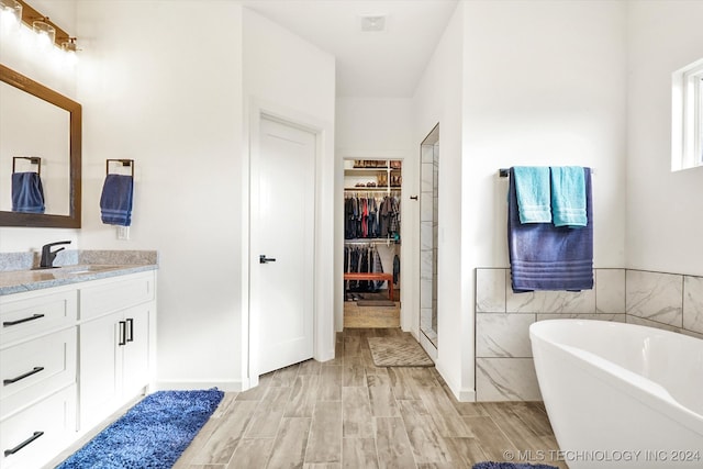 bathroom featuring vanity and a bathing tub