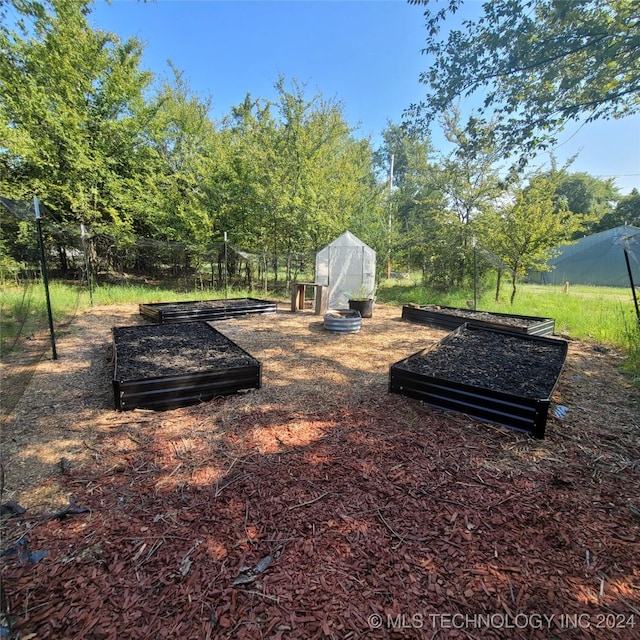 view of yard with a storage unit