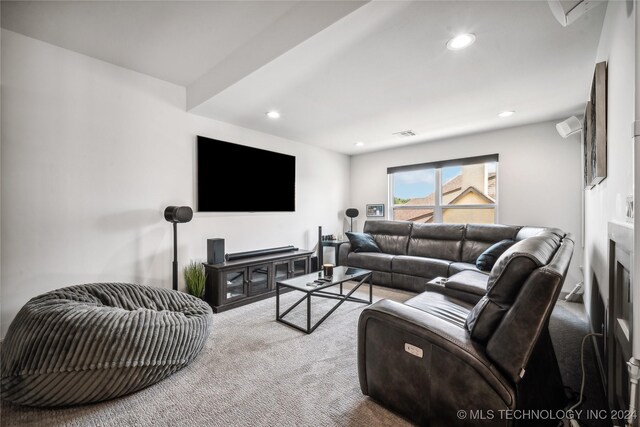 living room featuring carpet flooring