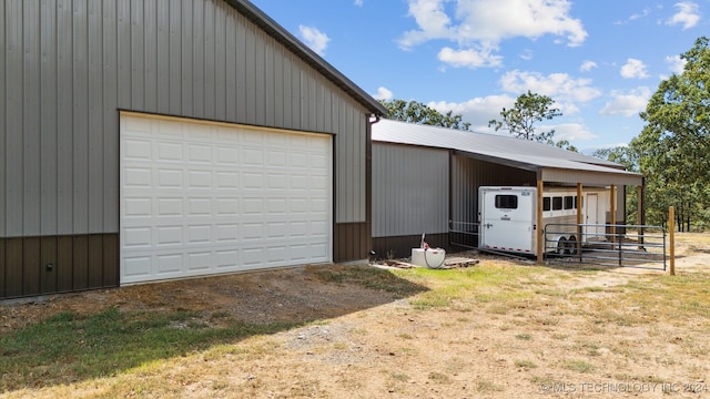 exterior space with an outbuilding